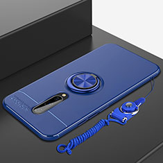 Silikon Hülle Handyhülle Ultra Dünn Schutzhülle Tasche Silikon mit Magnetisch Fingerring Ständer A01 für OnePlus 8 Blau