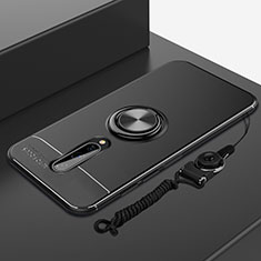 Silikon Hülle Handyhülle Ultra Dünn Schutzhülle Tasche Silikon mit Magnetisch Fingerring Ständer A01 für OnePlus 8 Schwarz