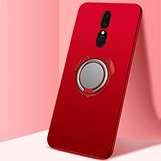 Silikon Hülle Handyhülle Ultra Dünn Schutzhülle Tasche Silikon mit Magnetisch Fingerring Ständer A01 für Oppo A9 Rot