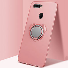 Silikon Hülle Handyhülle Ultra Dünn Schutzhülle Tasche Silikon mit Magnetisch Fingerring Ständer A01 für Oppo AX7 Rosegold