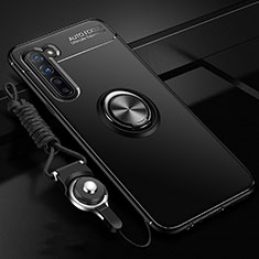 Silikon Hülle Handyhülle Ultra Dünn Schutzhülle Tasche Silikon mit Magnetisch Fingerring Ständer A01 für Oppo Find X2 Lite Schwarz