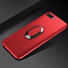 Silikon Hülle Handyhülle Ultra Dünn Schutzhülle Tasche Silikon mit Magnetisch Fingerring Ständer A01 für Oppo R15X Rot