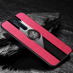 Silikon Hülle Handyhülle Ultra Dünn Schutzhülle Tasche Silikon mit Magnetisch Fingerring Ständer A01 für Oppo Reno Ace Pink