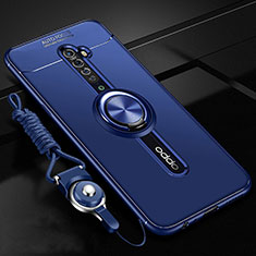Silikon Hülle Handyhülle Ultra Dünn Schutzhülle Tasche Silikon mit Magnetisch Fingerring Ständer A01 für Oppo Reno2 Blau