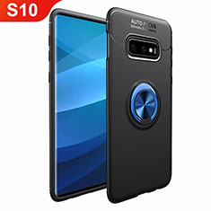 Silikon Hülle Handyhülle Ultra Dünn Schutzhülle Tasche Silikon mit Magnetisch Fingerring Ständer A01 für Samsung Galaxy S10 5G Blau und Schwarz