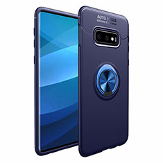 Silikon Hülle Handyhülle Ultra Dünn Schutzhülle Tasche Silikon mit Magnetisch Fingerring Ständer A01 für Samsung Galaxy S10 Blau