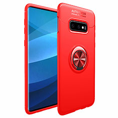 Silikon Hülle Handyhülle Ultra Dünn Schutzhülle Tasche Silikon mit Magnetisch Fingerring Ständer A01 für Samsung Galaxy S10 Plus Rot