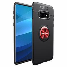 Silikon Hülle Handyhülle Ultra Dünn Schutzhülle Tasche Silikon mit Magnetisch Fingerring Ständer A01 für Samsung Galaxy S10 Plus Rot und Schwarz