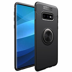 Silikon Hülle Handyhülle Ultra Dünn Schutzhülle Tasche Silikon mit Magnetisch Fingerring Ständer A01 für Samsung Galaxy S10 Plus Schwarz