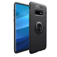 Silikon Hülle Handyhülle Ultra Dünn Schutzhülle Tasche Silikon mit Magnetisch Fingerring Ständer A01 für Samsung Galaxy S10e Schwarz