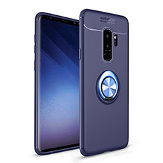 Silikon Hülle Handyhülle Ultra Dünn Schutzhülle Tasche Silikon mit Magnetisch Fingerring Ständer A01 für Samsung Galaxy S9 Plus Blau