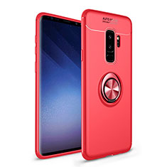 Silikon Hülle Handyhülle Ultra Dünn Schutzhülle Tasche Silikon mit Magnetisch Fingerring Ständer A01 für Samsung Galaxy S9 Plus Rot