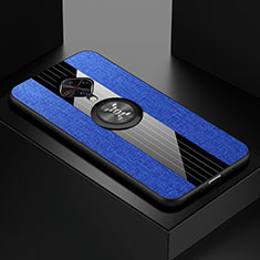 Silikon Hülle Handyhülle Ultra Dünn Schutzhülle Tasche Silikon mit Magnetisch Fingerring Ständer A01 für Vivo X50 Lite Blau