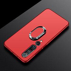 Silikon Hülle Handyhülle Ultra Dünn Schutzhülle Tasche Silikon mit Magnetisch Fingerring Ständer A01 für Xiaomi Mi 10 Pro Rot