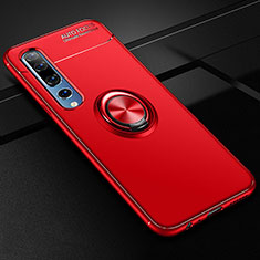 Silikon Hülle Handyhülle Ultra Dünn Schutzhülle Tasche Silikon mit Magnetisch Fingerring Ständer A01 für Xiaomi Mi 10 Rot