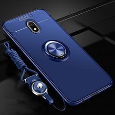 Silikon Hülle Handyhülle Ultra Dünn Schutzhülle Tasche Silikon mit Magnetisch Fingerring Ständer A01 für Xiaomi Redmi 8A Blau