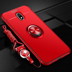 Silikon Hülle Handyhülle Ultra Dünn Schutzhülle Tasche Silikon mit Magnetisch Fingerring Ständer A01 für Xiaomi Redmi 8A Rot