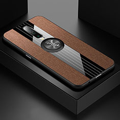 Silikon Hülle Handyhülle Ultra Dünn Schutzhülle Tasche Silikon mit Magnetisch Fingerring Ständer A01 für Xiaomi Redmi K30 4G Braun