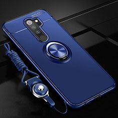 Silikon Hülle Handyhülle Ultra Dünn Schutzhülle Tasche Silikon mit Magnetisch Fingerring Ständer A01 für Xiaomi Redmi Note 8 Pro Blau