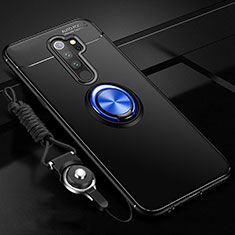 Silikon Hülle Handyhülle Ultra Dünn Schutzhülle Tasche Silikon mit Magnetisch Fingerring Ständer A01 für Xiaomi Redmi Note 8 Pro Blau und Schwarz