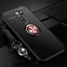 Silikon Hülle Handyhülle Ultra Dünn Schutzhülle Tasche Silikon mit Magnetisch Fingerring Ständer A01 für Xiaomi Redmi Note 8 Pro Gold und Schwarz