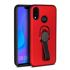 Silikon Hülle Handyhülle Ultra Dünn Schutzhülle Tasche Silikon mit Magnetisch Fingerring Ständer A02 für Huawei Nova 3e Rot
