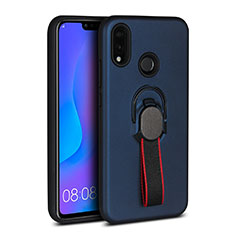 Silikon Hülle Handyhülle Ultra Dünn Schutzhülle Tasche Silikon mit Magnetisch Fingerring Ständer A02 für Huawei P20 Lite Blau