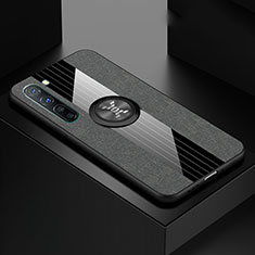 Silikon Hülle Handyhülle Ultra Dünn Schutzhülle Tasche Silikon mit Magnetisch Fingerring Ständer A02 für Oppo Find X2 Lite Grau