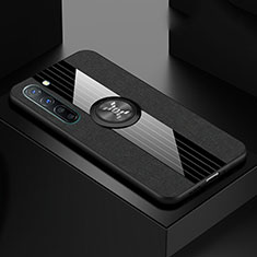 Silikon Hülle Handyhülle Ultra Dünn Schutzhülle Tasche Silikon mit Magnetisch Fingerring Ständer A02 für Oppo Find X2 Lite Schwarz