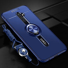 Silikon Hülle Handyhülle Ultra Dünn Schutzhülle Tasche Silikon mit Magnetisch Fingerring Ständer A02 für Oppo Reno2 Z Blau