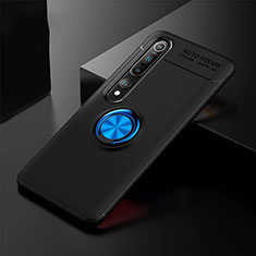 Silikon Hülle Handyhülle Ultra Dünn Schutzhülle Tasche Silikon mit Magnetisch Fingerring Ständer A02 für Xiaomi Mi 10 Pro Blau und Schwarz