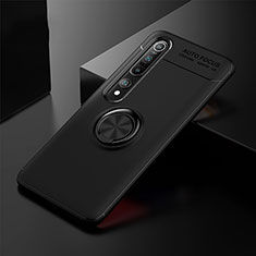 Silikon Hülle Handyhülle Ultra Dünn Schutzhülle Tasche Silikon mit Magnetisch Fingerring Ständer A02 für Xiaomi Mi 10 Pro Schwarz