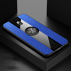 Silikon Hülle Handyhülle Ultra Dünn Schutzhülle Tasche Silikon mit Magnetisch Fingerring Ständer A02 für Xiaomi Redmi 8A Blau