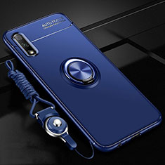 Silikon Hülle Handyhülle Ultra Dünn Schutzhülle Tasche Silikon mit Magnetisch Fingerring Ständer A03 für Huawei Honor 9X Blau