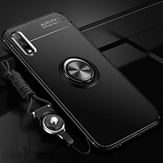 Silikon Hülle Handyhülle Ultra Dünn Schutzhülle Tasche Silikon mit Magnetisch Fingerring Ständer A03 für Huawei Honor 9X Schwarz