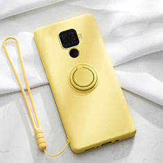 Silikon Hülle Handyhülle Ultra Dünn Schutzhülle Tasche Silikon mit Magnetisch Fingerring Ständer A03 für Huawei Mate 30 Lite Gelb