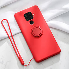 Silikon Hülle Handyhülle Ultra Dünn Schutzhülle Tasche Silikon mit Magnetisch Fingerring Ständer A03 für Huawei Mate 30 Lite Rot