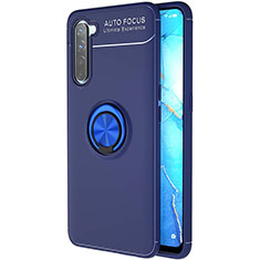 Silikon Hülle Handyhülle Ultra Dünn Schutzhülle Tasche Silikon mit Magnetisch Fingerring Ständer A03 für Oppo Find X2 Lite Blau
