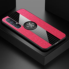 Silikon Hülle Handyhülle Ultra Dünn Schutzhülle Tasche Silikon mit Magnetisch Fingerring Ständer A03 für Oppo Find X2 Neo Pink