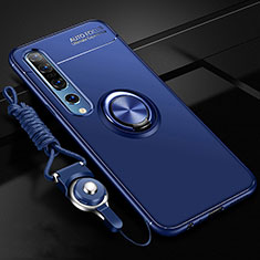 Silikon Hülle Handyhülle Ultra Dünn Schutzhülle Tasche Silikon mit Magnetisch Fingerring Ständer A03 für Xiaomi Mi 10 Pro Blau