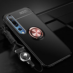 Silikon Hülle Handyhülle Ultra Dünn Schutzhülle Tasche Silikon mit Magnetisch Fingerring Ständer A03 für Xiaomi Mi 10 Pro Gold und Schwarz