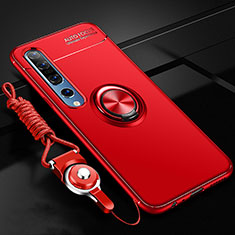 Silikon Hülle Handyhülle Ultra Dünn Schutzhülle Tasche Silikon mit Magnetisch Fingerring Ständer A03 für Xiaomi Mi 10 Pro Rot