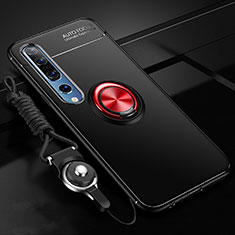 Silikon Hülle Handyhülle Ultra Dünn Schutzhülle Tasche Silikon mit Magnetisch Fingerring Ständer A03 für Xiaomi Mi 10 Pro Rot und Schwarz