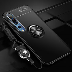 Silikon Hülle Handyhülle Ultra Dünn Schutzhülle Tasche Silikon mit Magnetisch Fingerring Ständer A03 für Xiaomi Mi 10 Pro Schwarz
