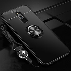 Silikon Hülle Handyhülle Ultra Dünn Schutzhülle Tasche Silikon mit Magnetisch Fingerring Ständer A03 für Xiaomi Redmi 8 Schwarz