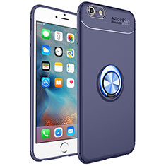 Silikon Hülle Handyhülle Ultra Dünn Schutzhülle Tasche Silikon mit Magnetisch Fingerring Ständer für Apple iPhone 6 Plus Blau