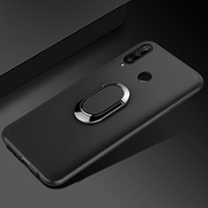 Silikon Hülle Handyhülle Ultra Dünn Schutzhülle Tasche Silikon mit Magnetisch Fingerring Ständer für Huawei Honor 20 Lite Schwarz
