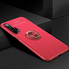 Silikon Hülle Handyhülle Ultra Dünn Schutzhülle Tasche Silikon mit Magnetisch Fingerring Ständer für Huawei Honor 20 Pro Rot