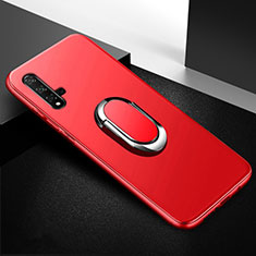 Silikon Hülle Handyhülle Ultra Dünn Schutzhülle Tasche Silikon mit Magnetisch Fingerring Ständer für Huawei Honor 20S Rot