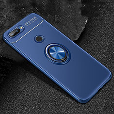 Silikon Hülle Handyhülle Ultra Dünn Schutzhülle Tasche Silikon mit Magnetisch Fingerring Ständer für Huawei Honor 9 Lite Blau